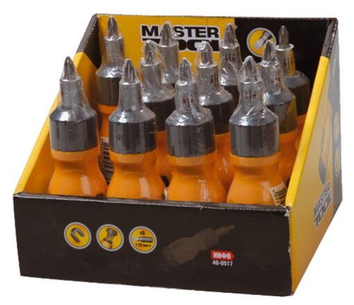 Отвертка с реверсом MASTERTOOL 6-В-1 PH1-2-3/SL4-5-6 25 мм 40-0517 — изображение 2