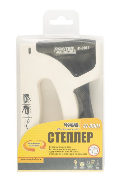 Степлер рессорный MASTERTOOL скоба R53 6-14мм регулировка силы удара, корпус пластик/металл 41-0901 — изображение 6
