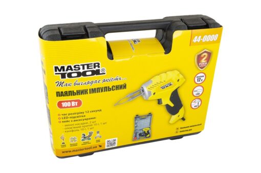 Паяльник импульсный MASTERTOOL с трансформатором 100 Вт/220-240 V/50 Hz 0-400°С LED пластиковый кейс/аксессуары 44-0000 — изображение 6
