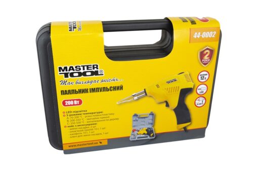Паяльник импульсный MASTERTOOL с трансформатором 3 режима 200 Вт/220-240 V/50 Hz 0-500°С LED пластиковый кейс/аксессуары 44-0002 — изображение 7