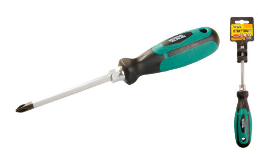 Отвёртка крестовая магнитная MASTERTOOL HEXAGON РН2х100 мм ручка с TPR покрытием 45-8210