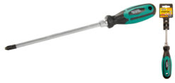 Отвёртка крестовая магнитная MASTERTOOL HEXAGON РН3х200 мм ручка с TPR покрытием 45-8320