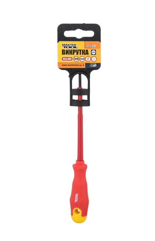 Отвёртка диэлектрическая шлицевая MASTERTOOL SL3х100 мм 1000 V 47-0310 — изображение 2