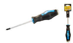 Отвёртка ударная крестовая магнитная MASTERTOOL PH2х100 мм ручка с TPR покрытием 49-5210