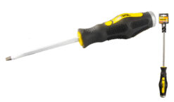 Отвёртка ударная шлицевая магнитная MASTERTOOL SL5х75 мм ручка с TPR покрытием 49-5575
