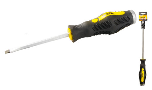 Отвёртка ударная шлицевая магнитная MASTERTOOL SL5х75 мм ручка с TPR покрытием 49-5575