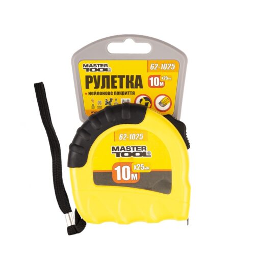 Рулетка MASTERTOOL 10 м 25 мм тип "Shiftlock" фиксатор полотна нейлоновое покрытие 62-1025 — изображение 2
