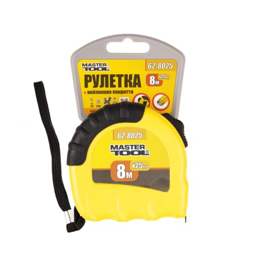 Рулетка MASTERTOOL 8 м 25 мм тип "Shiftlock" фиксатор полотна нейлоновое покрытие 62-8025 — изображение 2