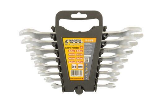 Ключи рожковые MASTERTOOL SATIN FINISH набор 8 шт (6х7 - 20х22 мм) 31CRV3 DIN3110 70-2108 — изображение 2