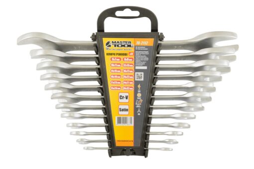 Ключи рожковые MASTERTOOL SATIN FINISH набор 12 шт (6х7 - 30х32 мм) 31CRV3 DIN3110 70-2112 — изображение 2