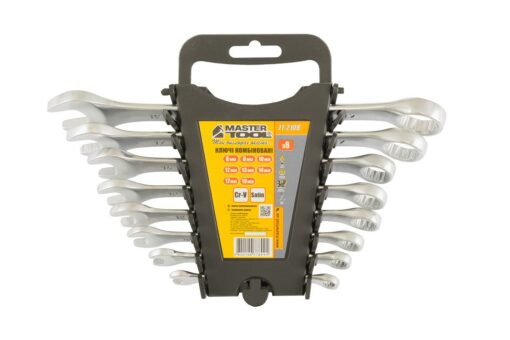 Ключи рожково-накидные MASTERTOOL SATIN FINISH набор 8 шт (6/8/10/12/13/14/17/19 мм) 31CRV3 DIN3113 71-2108 — изображение 2