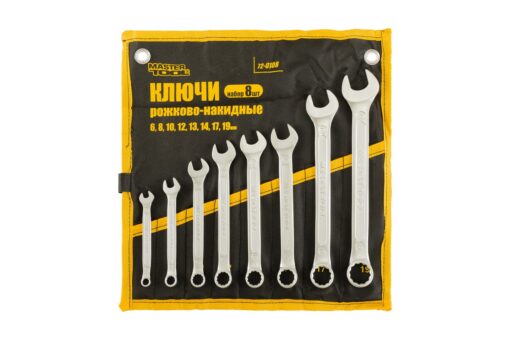 Ключи рожково-накидные MASTERTOOL PROFI набор 8 шт ролл (6/8/10/12/13/14/17/19) DIN3113 пожизненная гарантия 72-0108