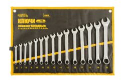 Ключи рожково-накидные MASTERTOOL PROFI набор 15 шт ролл (6-19/22) DIN3113 пожизненная гарантия 72-0115
