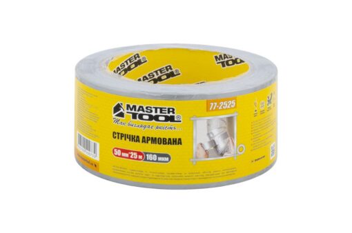 Лента армированная MASTERTOOL t 60°C 50 мм 25 м серая 77-2525