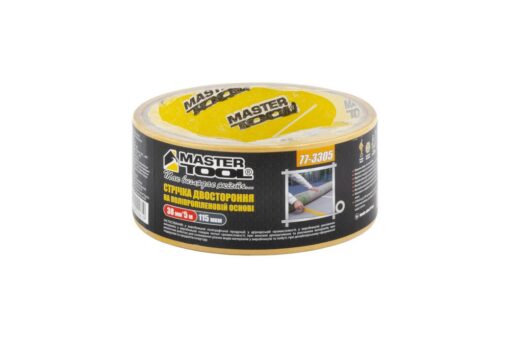 Лента двухсторонняя MASTERTOOL на полипропиленовой основе 38 мм 5 м 77-3305