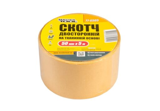 Лента двухсторонняя MASTERTOOL на тканевой основе 50 мм 5 м 77-6505