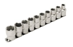 Набор головок торцевых 6-гранных MASTERTOOL ½" 8-19 мм L 40 мм CrV 10 шт 78-1210