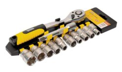 Набор головок торцевых 6-гранных MASTERTOOL ½" 10-24 мм с трещоткой 72 зубца удлинитель CrV 12 шт 78-1212