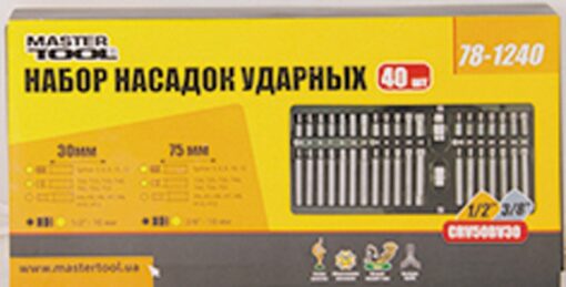 Набор насадок MASTERTOOL TORX/HEX/SPLINE 40 шт в металлическом кейсе 78-1240 — изображение 2