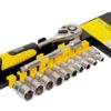 Набор головок торцевых 6-гранных MASTERTOOL ¼" 4-13 мм с трещоткой 72 зубца удлинитель CrV 12 шт 78-1412