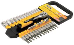 Набор головок торцевых 6-гранных MASTERTOOL ¼" 4-14 мм TORX PH HEX SL с трещоткой 72 зубца удлинитель CrV 28 шт 78-1428