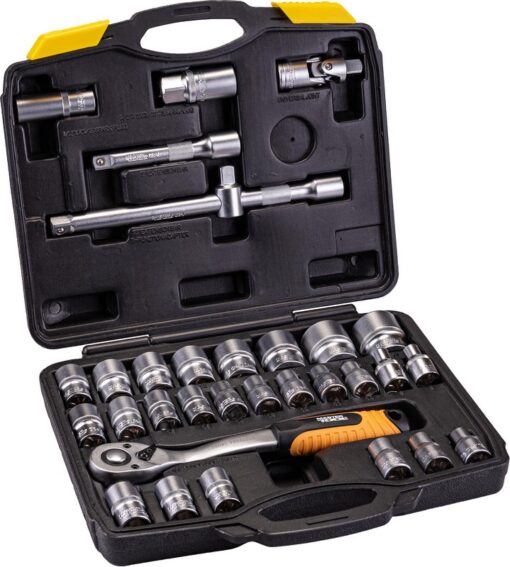 Набор инструментов MASTERTOOL PROFI ½" 32 шт 8-32 мм CrV50BV30 противоударный кейс 78-4032 — изображение 2