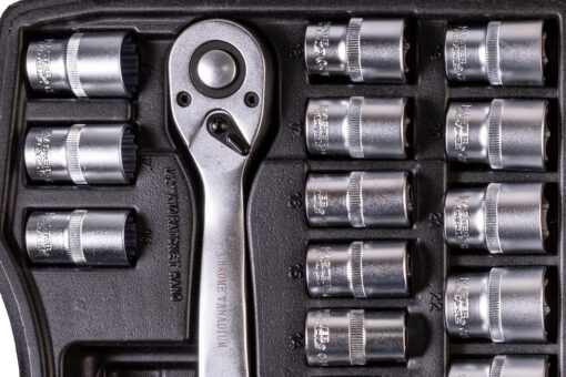 Набор инструментов MASTERTOOL PROFI ½" 32 шт 8-32 мм CrV50BV30 противоударный кейс 78-4032 — изображение 4
