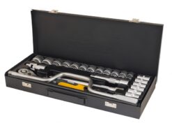 Набор инструментов MASTERTOOL PROFI ½" 24 шт 10-32 мм гнутый вороток CrV50BV30 металлический кейс 78-4125