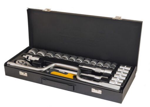 Набор инструментов MASTERTOOL PROFI ½" 24 шт 10-32 мм гнутый вороток CrV50BV30 металлический кейс 78-4125