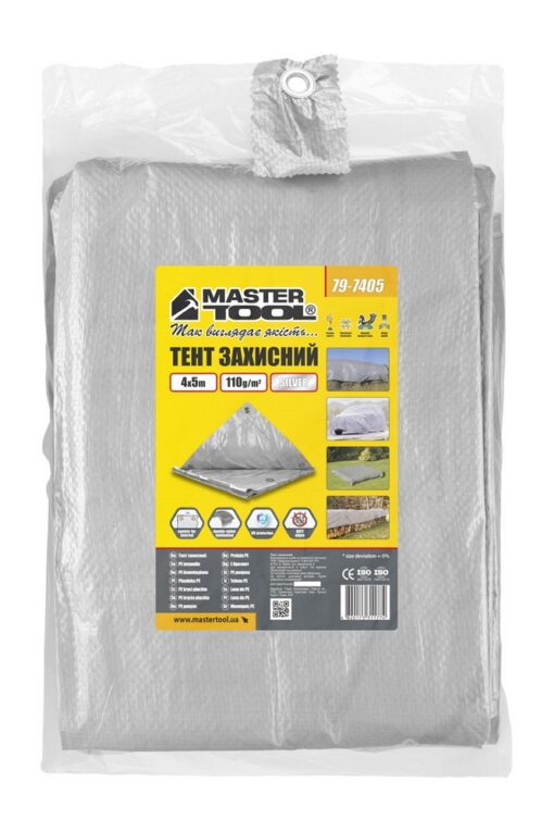 Тент MASTERTOOL SILVER 4х5 м 110 г/м² 79-7405 — изображение 4