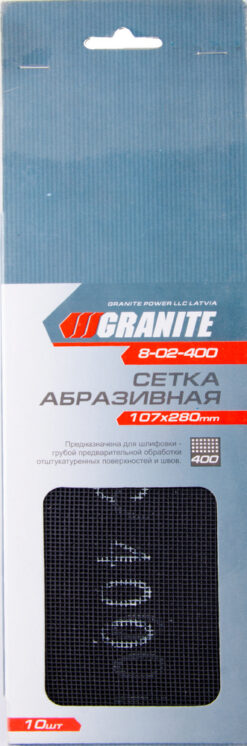 Сетка абразивная GRANITE зерно 400 107х280 мм 10 шт 8-02-400