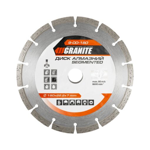 Диск алмазный GRANITE SEGMENTED 180х2.4 мм 22-24% 8600 об/мин 9-00-180