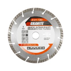 Диск алмазный GRANITE SEGMENTED TURBO 180х2.6 мм 22-24% 8600 об/мин 9-01-180