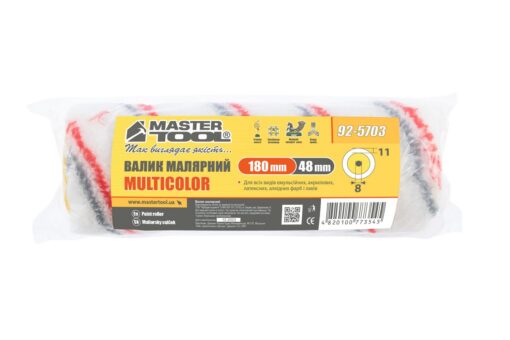 Валик малярный MASTERTOOL Multicolor 48/180/11 мм Ø 8 мм 92-5703 — изображение 3