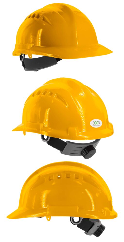 Каска захисна вентильована 3003 OLSON з храповиком, HDPE, жовта (29009)