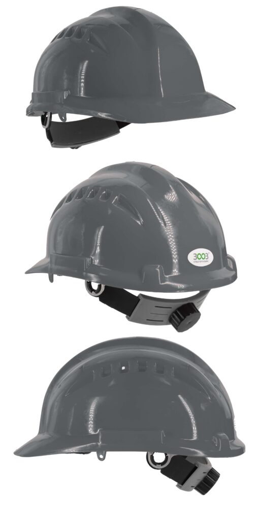 Каска захисна вентильована 3003 OLSON з храповиком, HDPE, сіра (29009)