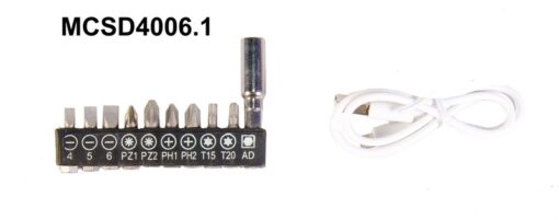 Отвертка аккумуляторная поворотная MPT 4 V Li-ion 1.5 Ач 250 об/мин 3.5 Нм реверс USB аксессуары 10 шт MCSD4006.1 — изображение 5