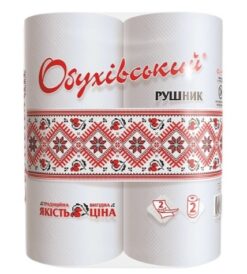 Рушники пап. Обухівський Економ (етик.-вишиванка) 2шар. 2рул/38 білі цел.