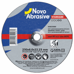 Круг шліфувальний NovoAbrasive Standard по металу 230х6,0x22,23 мм
