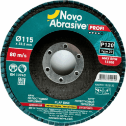 Круг лепестковый NovoAbrasive Profi 115x22,23 мм, P120, Цирконий