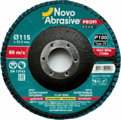 Круг лепестковый NovoAbrasive Profi 115x22,23 мм, P100, Цирконий