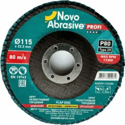 Круг лепестковый NovoAbrasive Profi 115x22,23 мм, P80, Цирконий
