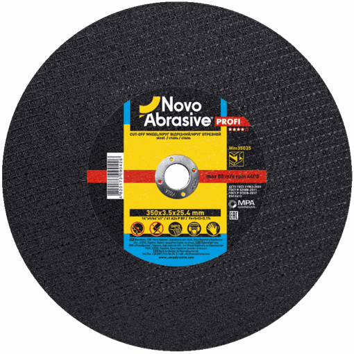 Круг відрізний NovoAbrasive Profi по металу 350x3,5x25,4 мм