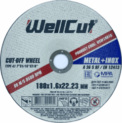 Круг отрезной WellCut по металлу и нержавеющей стали 180x1,6x22,23 мм