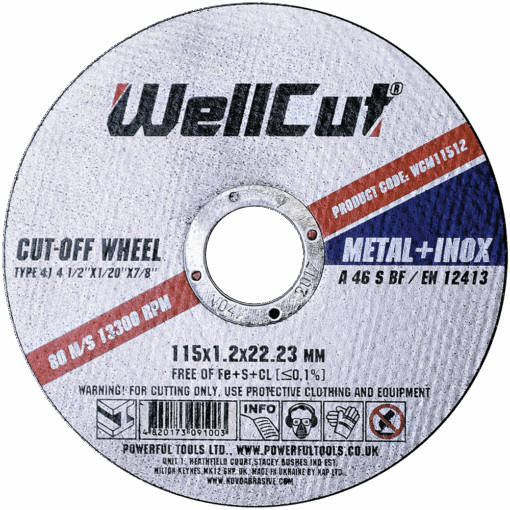 Круг відрізний WellCut по металу та нержавіючій сталі 115x1,2x22,23 мм