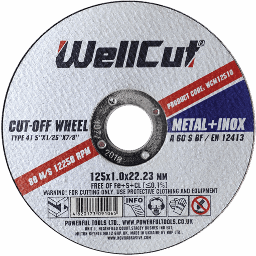 Круг відрізний WellCut по металу та нержавіючій сталі 125x1,0x22,23 мм