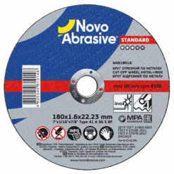 Круг відрізний NovoAbrasive Standard по металу та нержавіючій сталі 180x1,6x22,23 мм