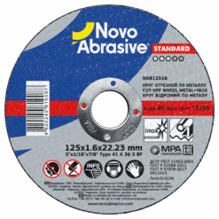 Круг відрізний NovoAbrasive Standard по металу та нержавіючій сталі 125x1,6x22,23 мм
