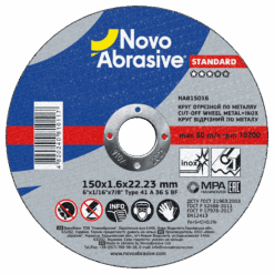 Круг відрізний NovoAbrasive Standard по металу та нержавіючій сталі 150x1,6x22,23 мм