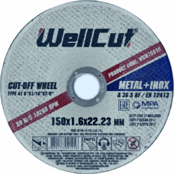 Круг отрезной WellCut по металлу и нержавеющей стали 150x1,6x22,23 мм